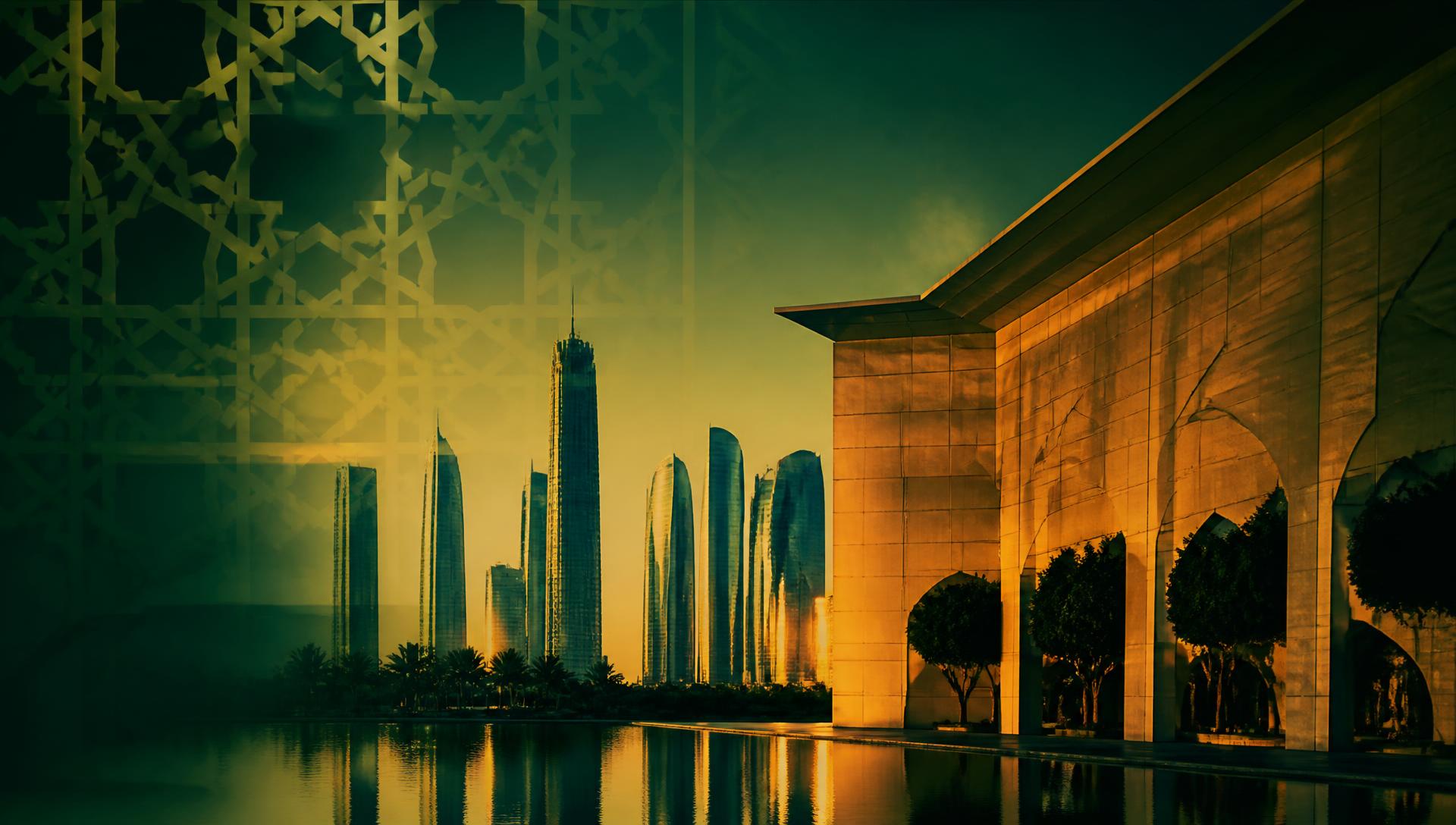 Abu Dhabi skyline at dusk